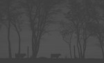 Grayscale image of cattle with trees